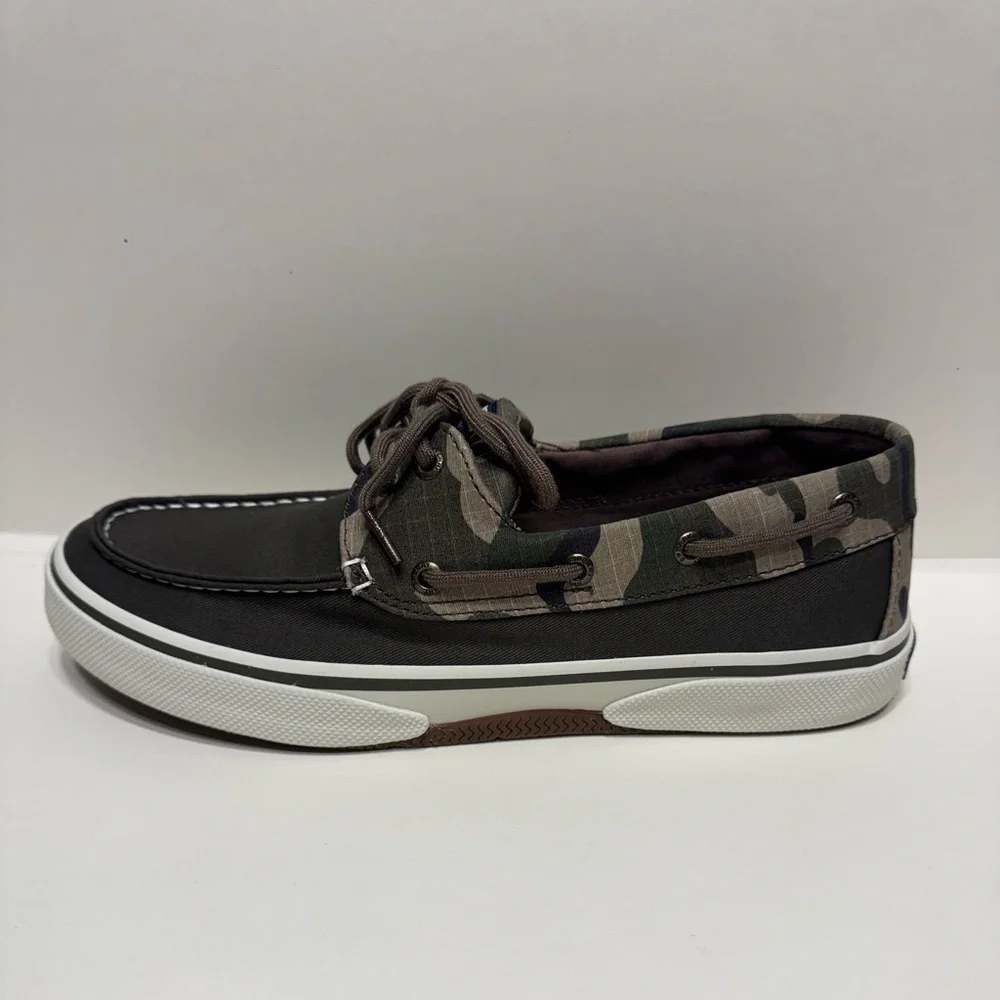 Sperry Men's Boat Shoes New Size 9.5 Black and Green Camouflage